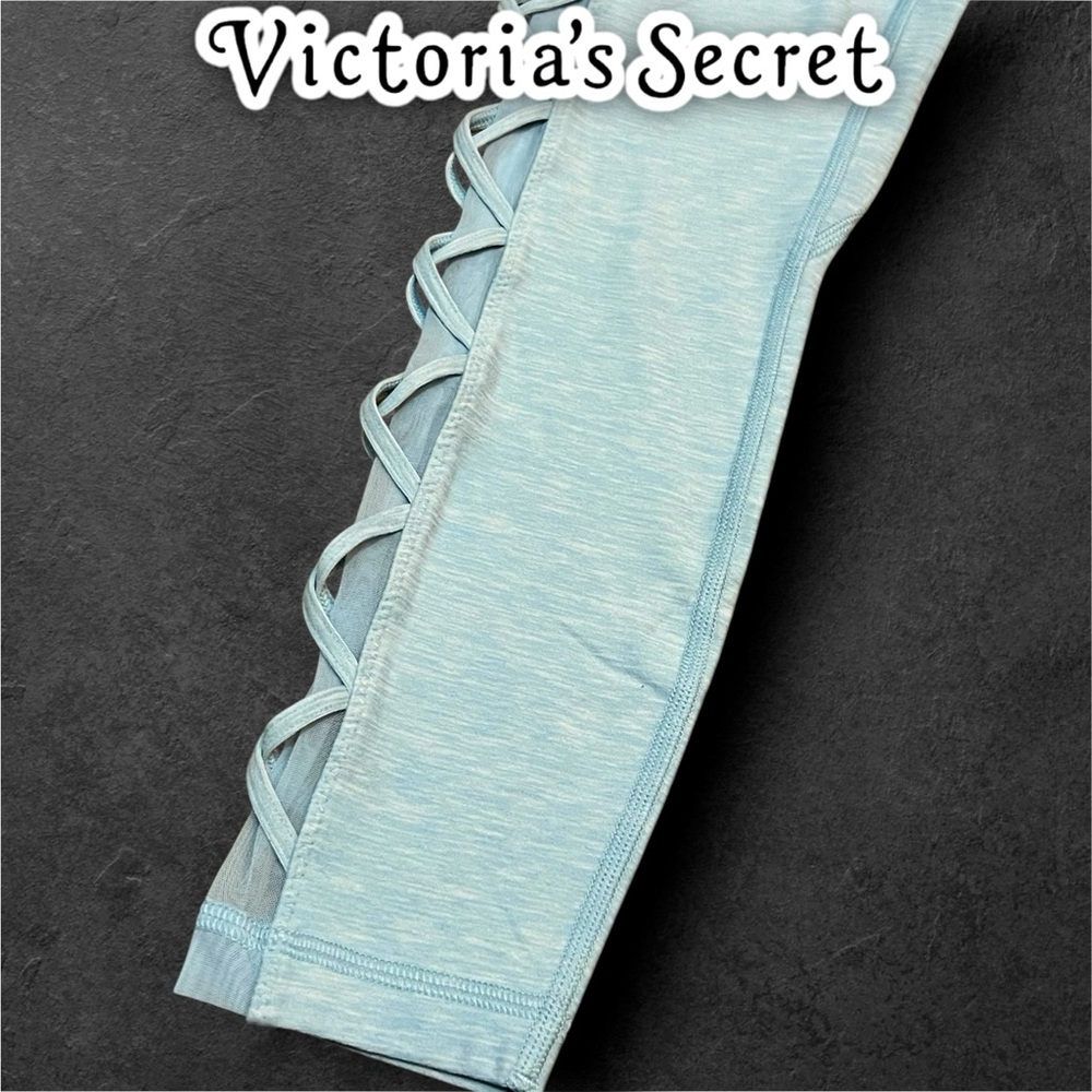 HTF Victoria’s Secret Light Grey Blue Super Soft Leggings with mesh - Picture 2 of 8